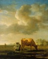 adriaen van de velde cows on a meadow 1658